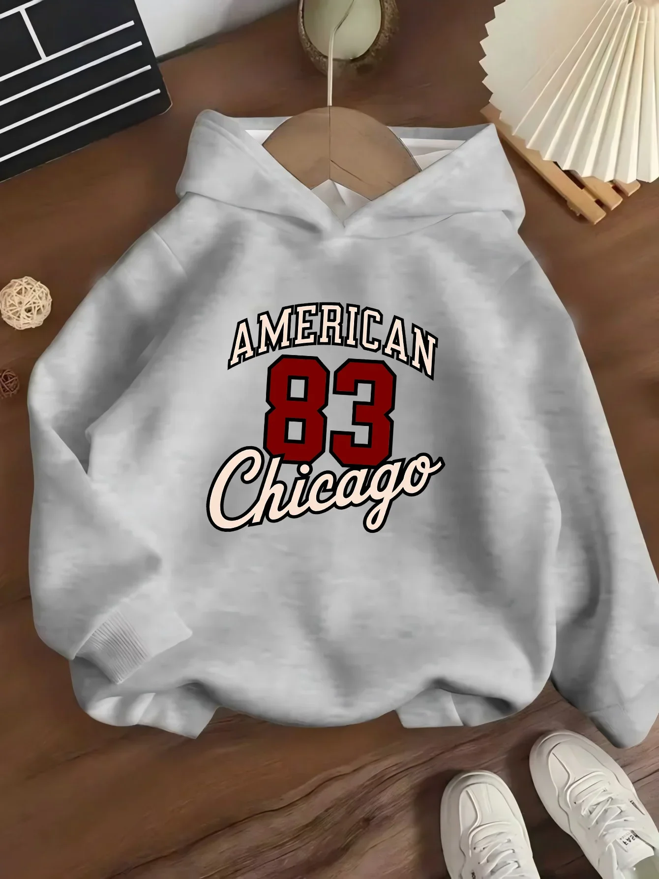 Autumn/Winter Boys' and Girls' Hooded Sweatshirts with Chicago Digital Print Casual Sports Tops