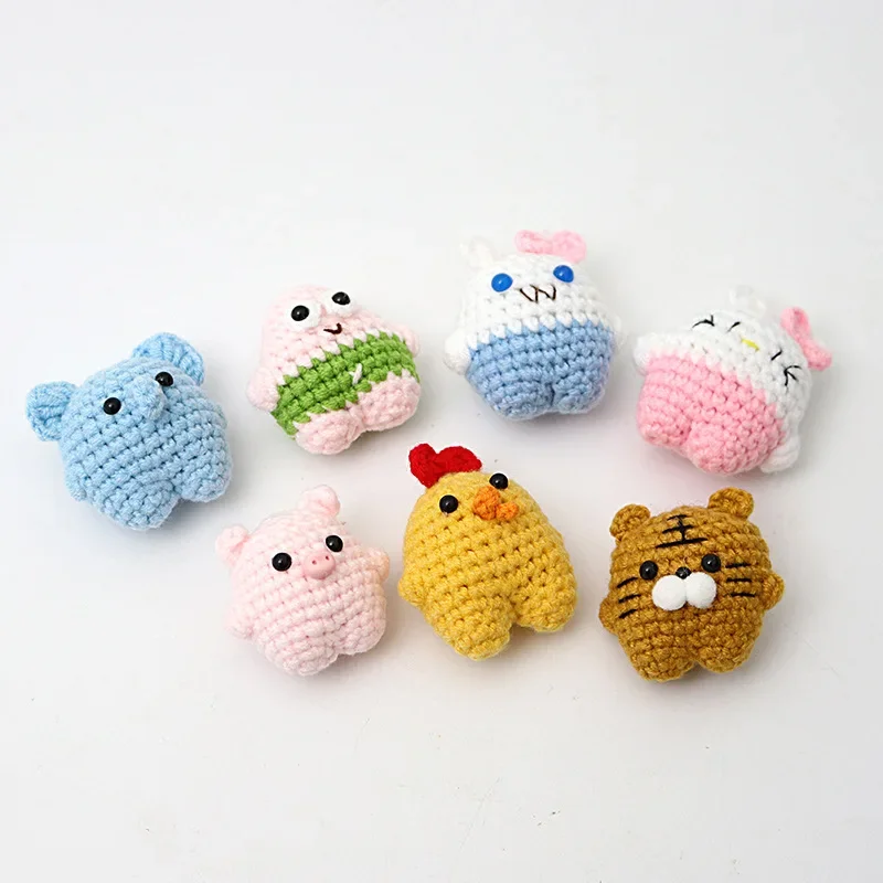 

Cartoon Animal Wool Knitted Tiger Elephant Rooster Creative Finished Doll Bag Accessories Children's Gift