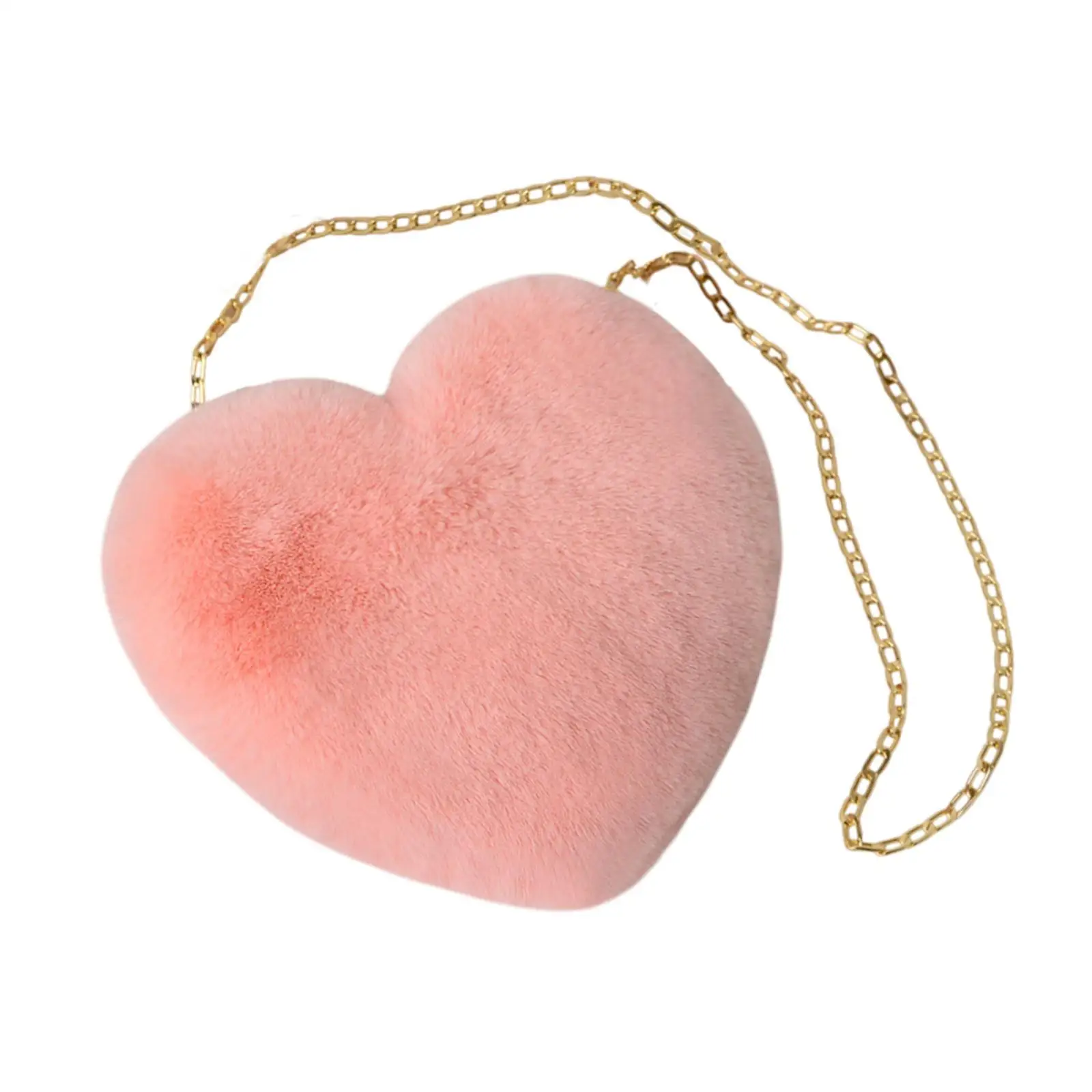 Heart Shape Satchel Lightweight Novelty Cute Soft Purse Stylish Artificial Fur Shoulder Bag for Party Date Outdoor Daily Use