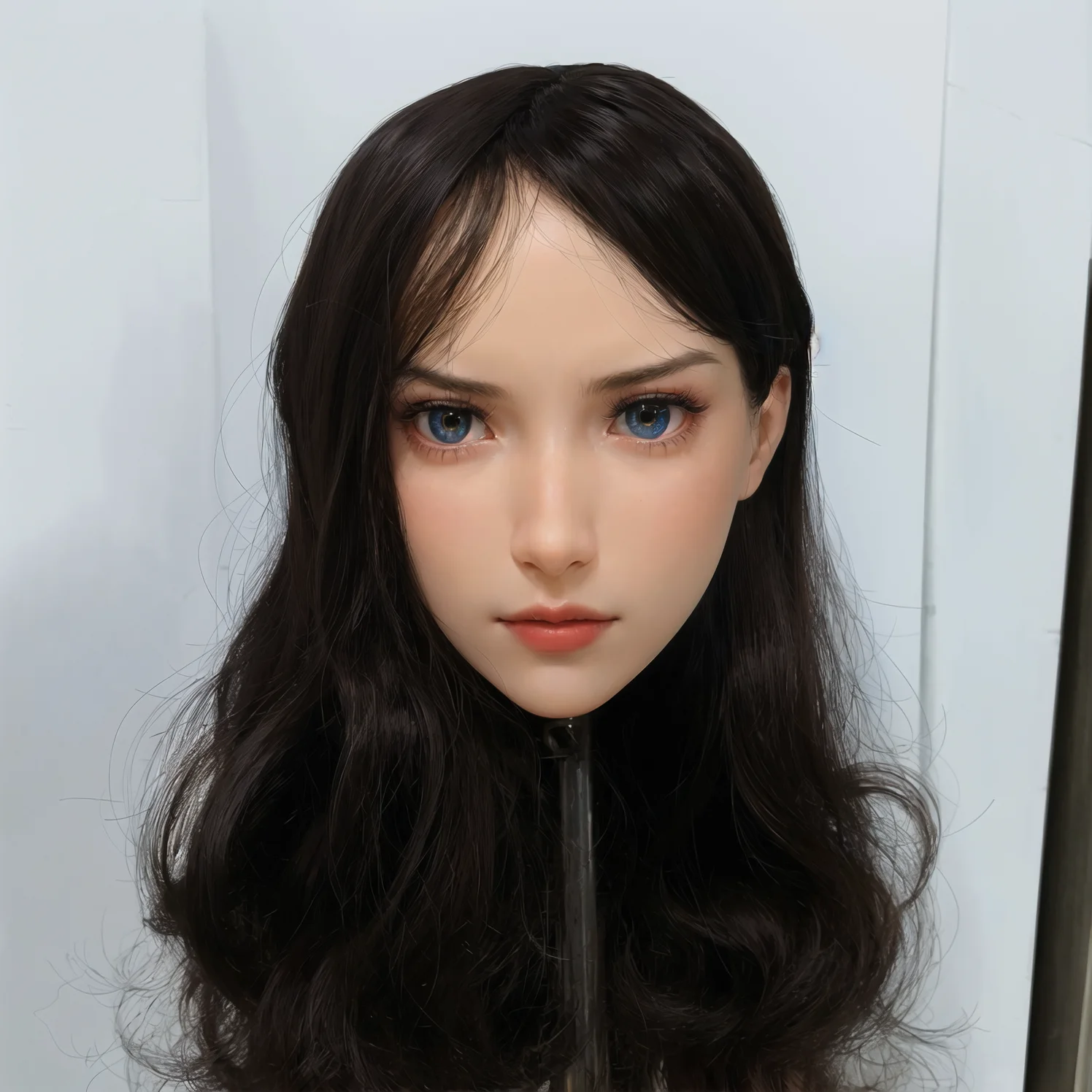 

Professional TPE doll head, with realistic light beige texture and fine facial details - long-lasting makeup art mannequin, for