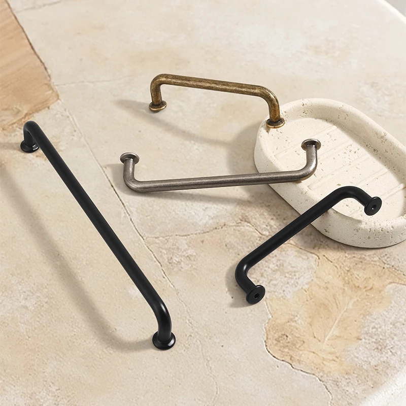 Cajón de bronce antiguo retro Simple, manija pequeña, manija para muebles de armario