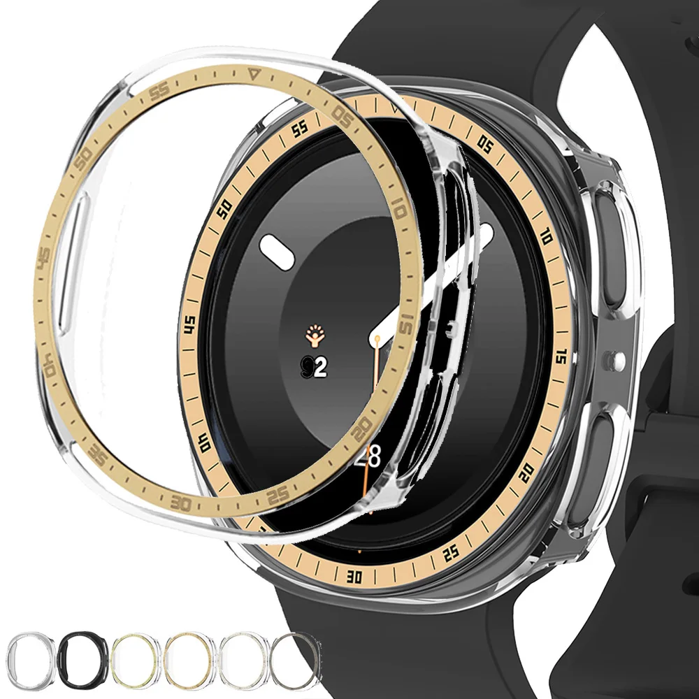 Bezel Ring+Cover for Samsung Galaxy Watch 8 9 44mm 40mm Protector Hard PC Bumper Scale Shell Galaxy Watch 9 8 protective Cases