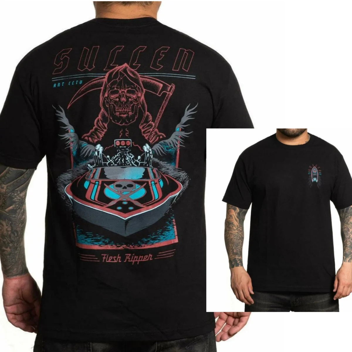 Camiseta Premium Sullen Art Flesh Rippers Grim Reaper para Homens, Estilo Luxuoso Unissex para Homens e Mulheres