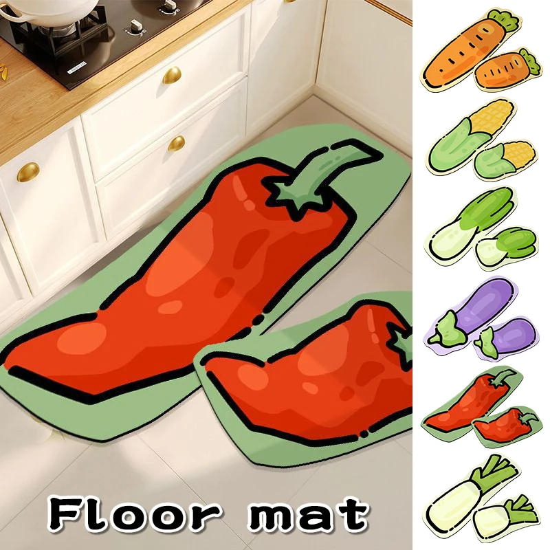 

Cartoon Carrot Kitchen Floor Mat Absorbent Non-Slip Diatomaceous Mud Rug for Bathroom & Kitche Household Decor
