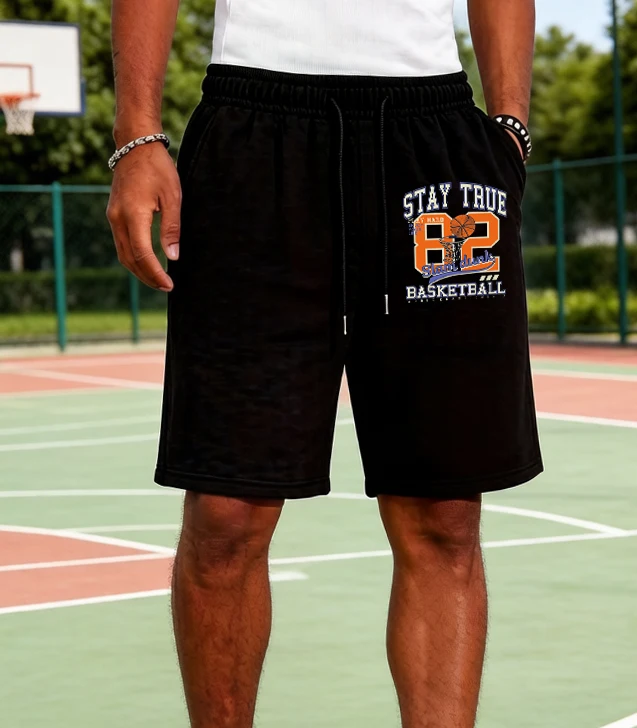 

Stay True Basketball Number 82 Prints Mens S-2Xl Black Street Clothing Summer Basic Daily Shorts All-Match Running Short Pants
