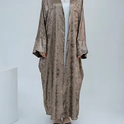 2024 Odzież dla muzułmanek Eid Open Kimono Płaszcz Dubaj Abaya Długi rękaw V-neck Abayas dla kobiet Elegancka muzułmańska sukienka damska