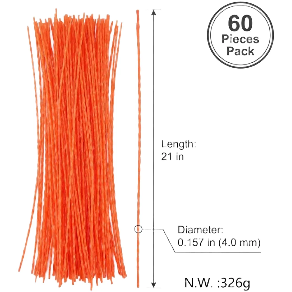 for Spiral Twist Grass Trimmer Line 4mm x 21in 60 Pack for Dependable Feed and Clean Cutting on Walk Behind for trimmers