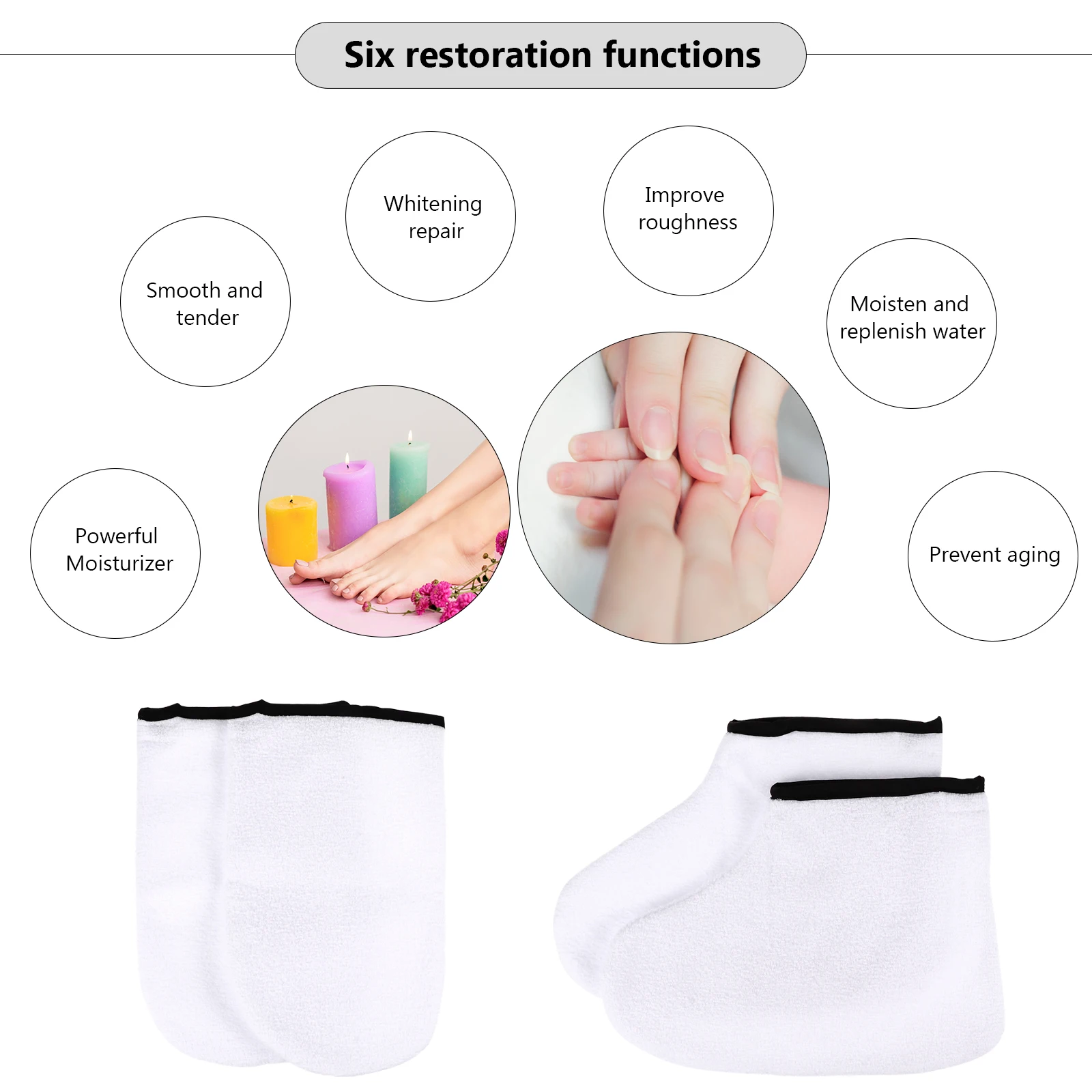 2Pairs قفازات حمام شمع البارافين الجوارب اليد سبا العناية بالقدم ترطيب التقشير العلاج بالتبريد علاج الجلد #6