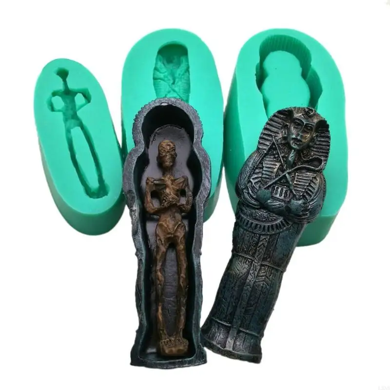 L9NB 3pcs/set Halloween Funny Coffin Corpse Silicone Fondant Mold Plaster Cake Chocolate Decorating