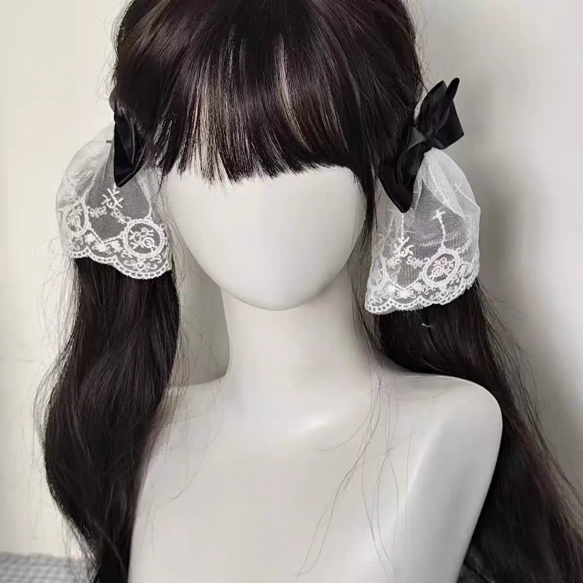 Lolita headdress lace bow clip skirt hem sweet Lolita cross clip pair