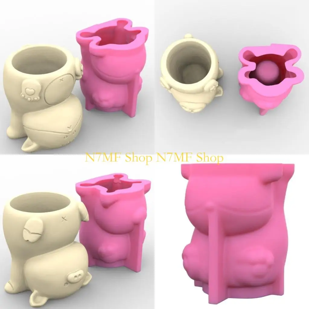 

N7MF сочные растительные горшки Силиконовая плесень кошка панда