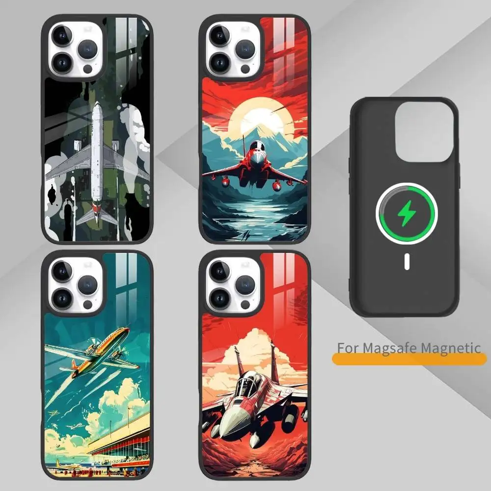 

Airplane Route Travel Matte Hard Phone Case For iPhone 17,16,15,14,13,Pro,Max,Plus,Magnetic For Magsafe Wireless Charging