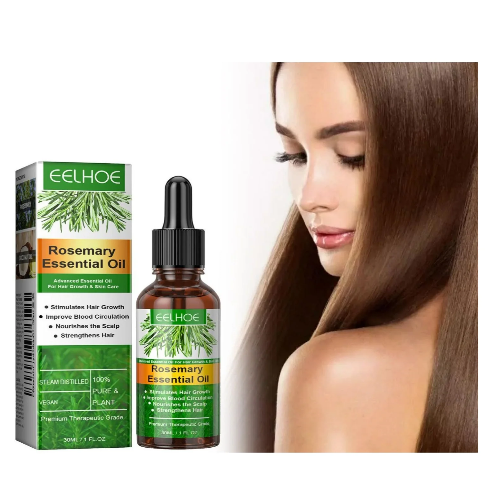 Eelhoe Розмарин для ухода за волосами Эфирное масло Укрепление роста Уменьшение выпадения кожи головы Лечение поврежденной кожи Более густые масла для роста волос