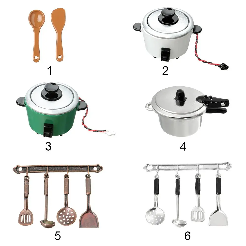 Mini juego de cubiertos de simulación, muebles de casa de muñecas, escala 1:12, cuchara, olla, vajilla en miniatura, utensilios de cocina, accesorios para muñecas, 1 Juego