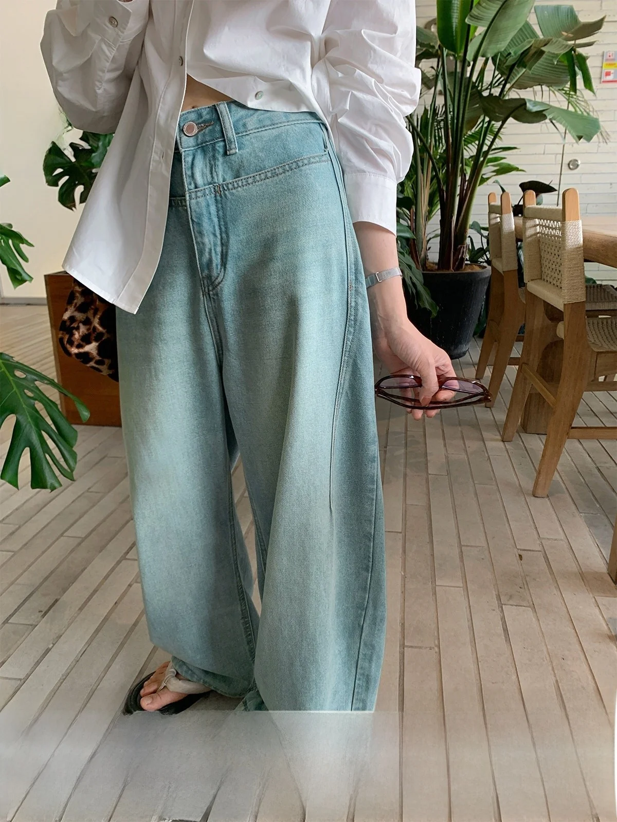 

Sisilyon Reward Pants Spring Summer Loose Fit Knife Women's Design Slimming Denim Jeans Casual High Waist Wide Leg