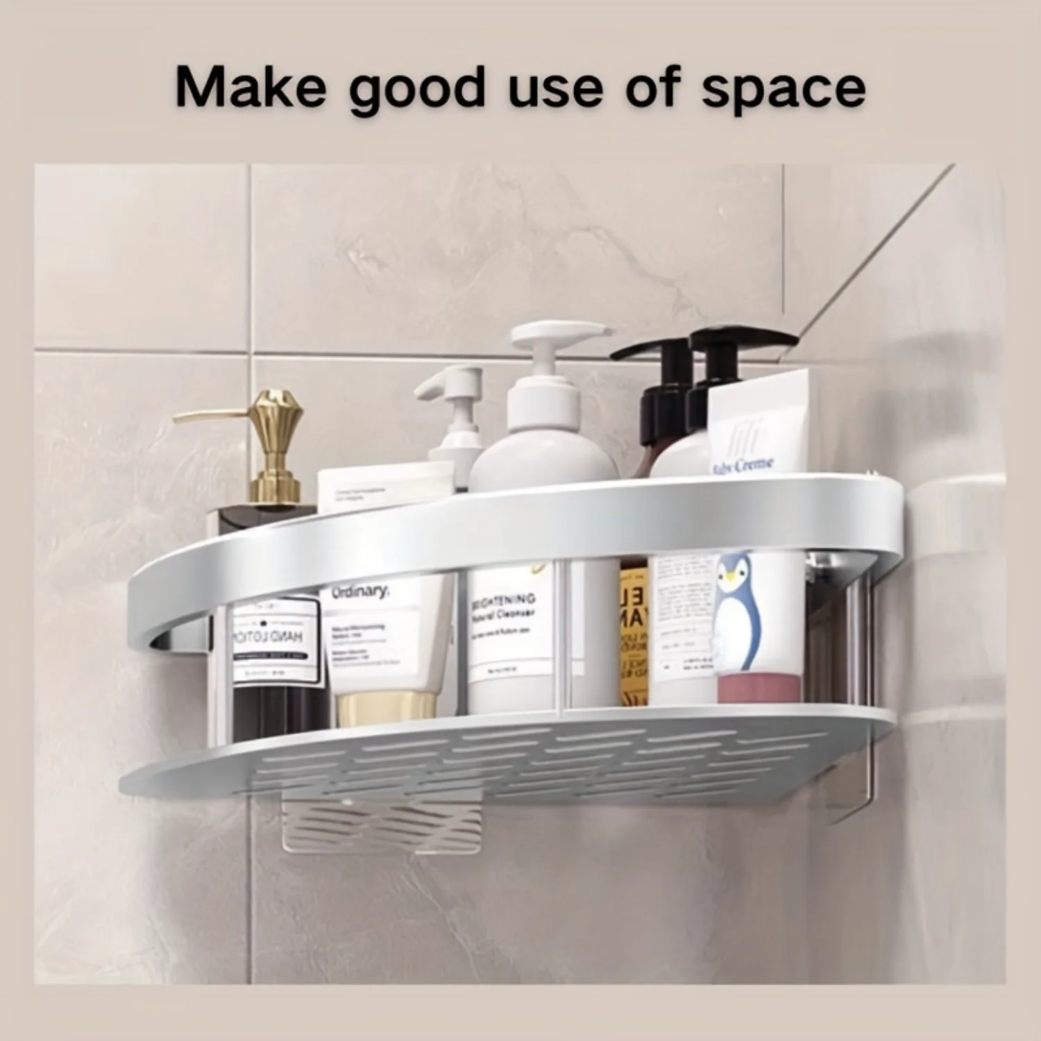 1/2pcs Punch-Free Bathroom  Rack, Waterproof Multi-Purpose Organizer For Shampoo, Shower Gel, Bathroom Corner  Rack