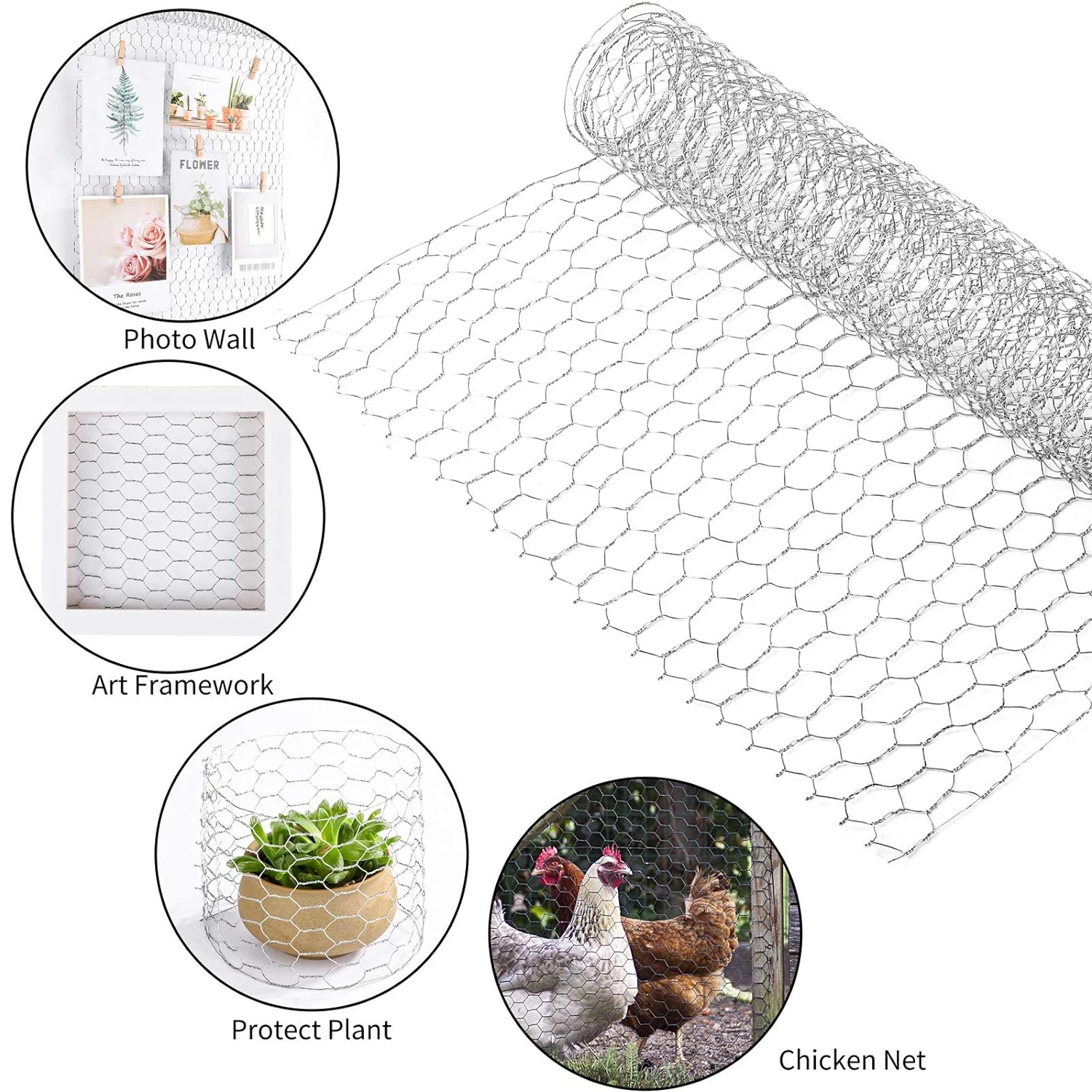 1/5M Chicken Iron Wire Mesh Animal Fence Net Hexagonal Netting Fencing Cages Aviary Fence for DIY Craft Home Garden Supplies