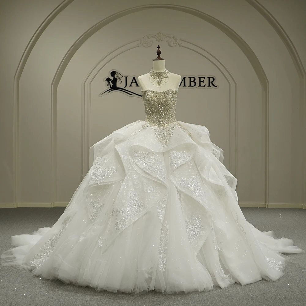 

Tiptop Strapless Beading Princess Wedding Dress Sleeveless Bride Dress Elegant Ball Party Dress Customized vestidos de novia bod