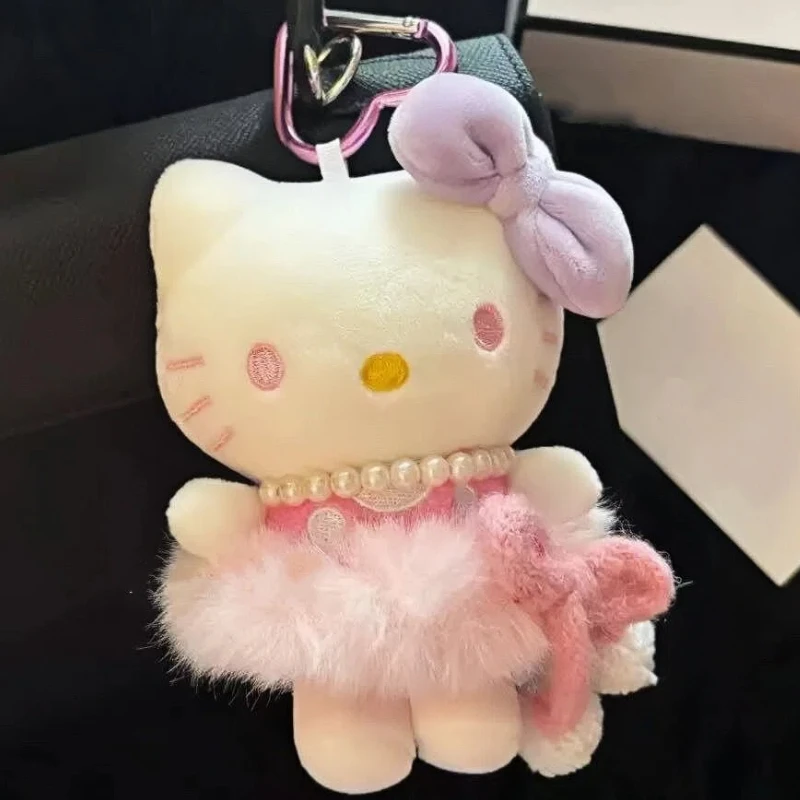 Cute Kitty Plush Keychain Colorful Bow Cat Car Decoration Cartoon Plush Doll Backpack High Quality Hanging Chain  Christmas Gift