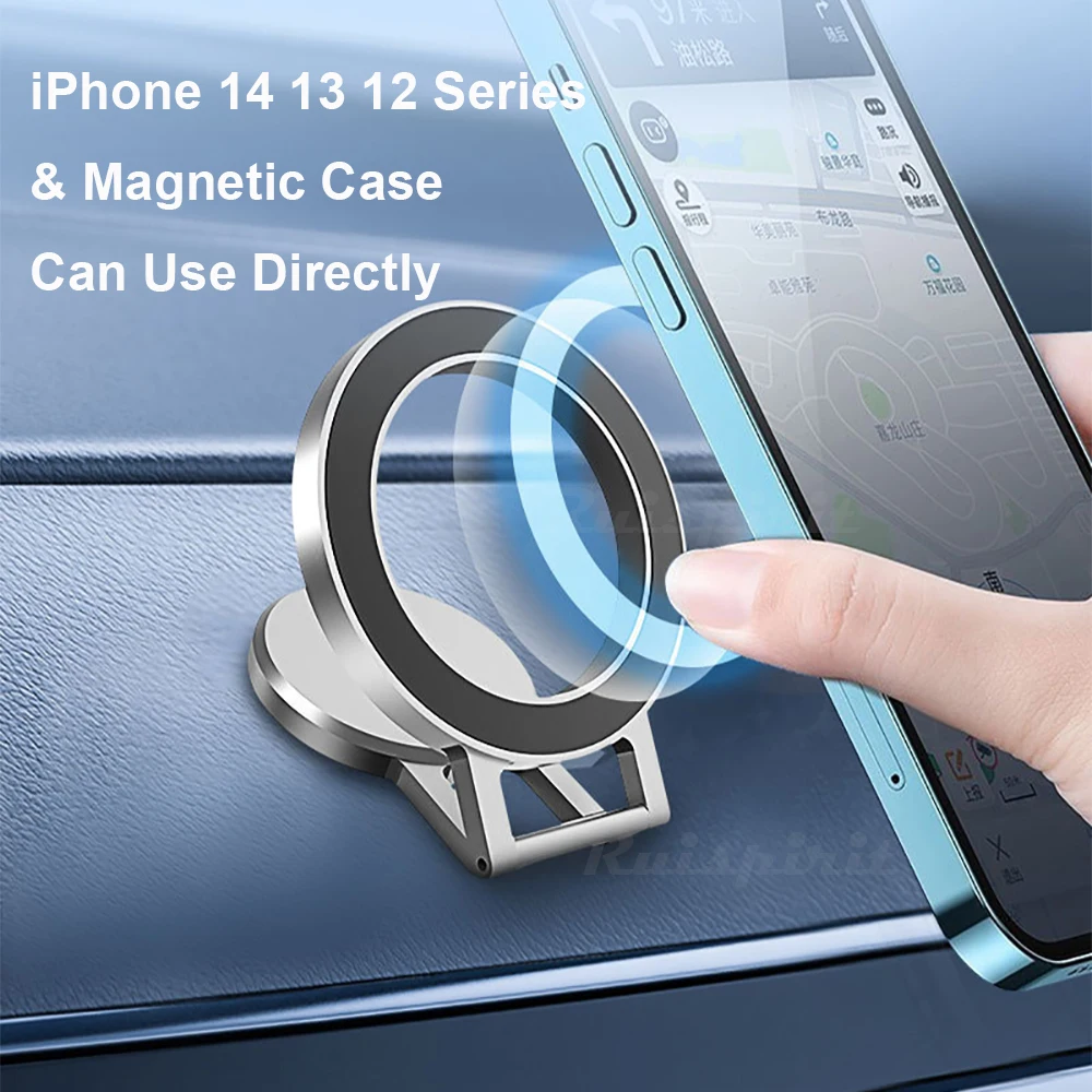 Magsafe Car Mount Aluminum Alloy Magnetic Dashboard Phone Holder for Car for iPhone 14 Plus 13 12 Pro Max Mini MagSafe Case Car