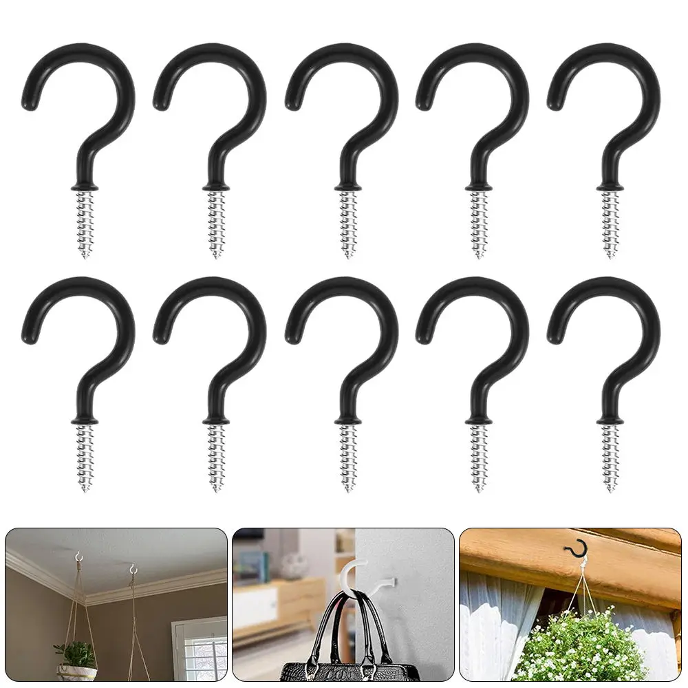 10Pcs Iron Ceiling Screw Cup Hooks Hanging Heavy Duty Screw-in Hanging Hook Suitable For Outdoor Indoor Garage Home Supplies