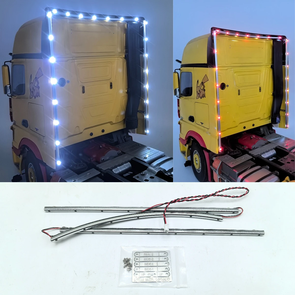 1 Set Simulation LED Flanking Lamp Light Strip for 1/14 Tamiya RC Truck Car BENZ ACRTOS AROCS 3363 1851 Diy Parts Toys