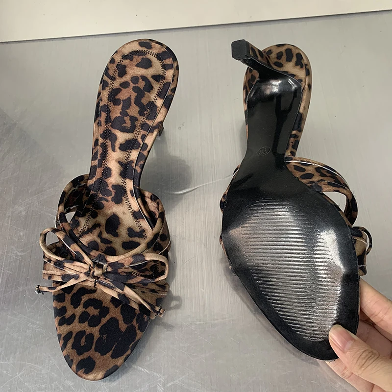 Fashion Female Sandals Slippers Fashion Heels Footwear Women Pumps Slingbacks Shoes For Pointed Toe Leopard Ladies Heels Shoes