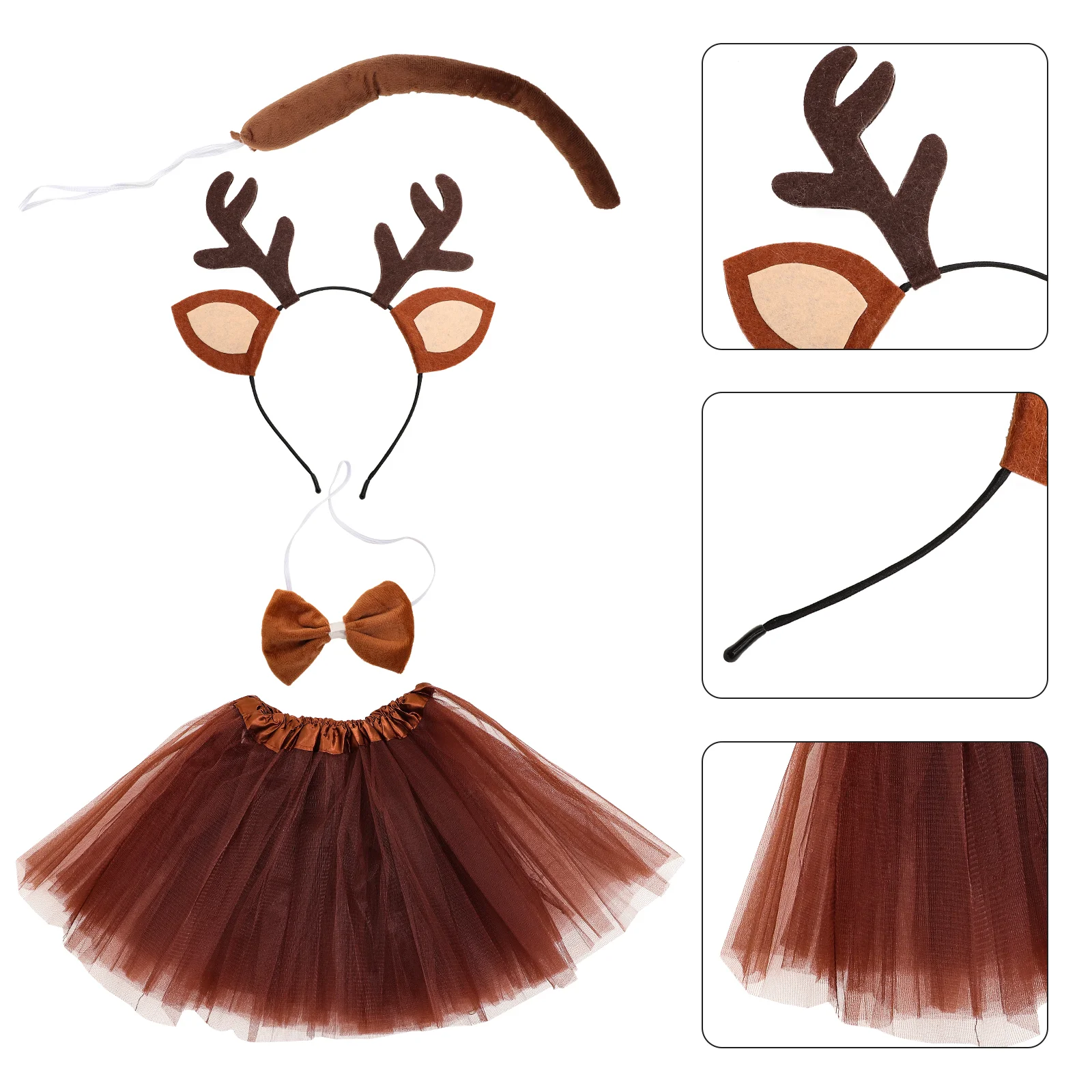 

Antler Headband Animal Ears Clothing Set for Party Halloween Coffee Carnival Costumes Women Cosplay Tail Prop Women's