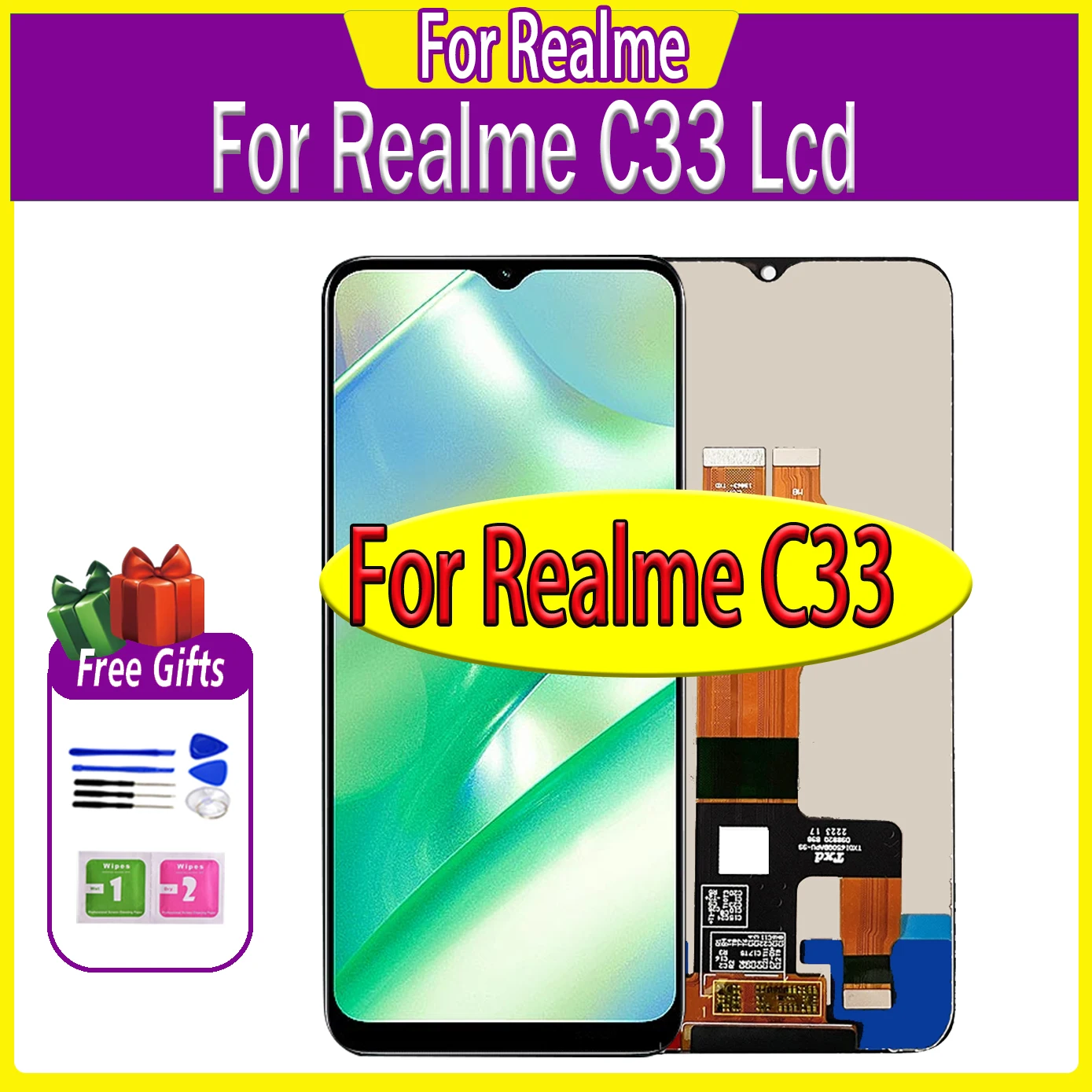 6.5'' Display For Oppo Realme C33 RMX3624 LCD Screen Digitizer Assembly For Realme C33 LCD 10 Touches Display