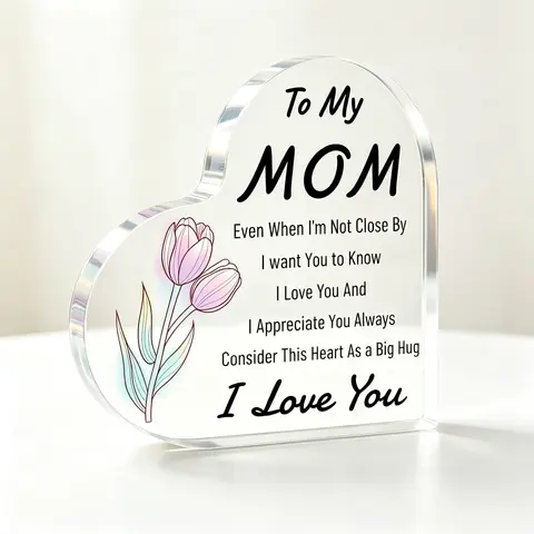 Consider This Heart As A Big Hug Heart Acrylic Stand, Tulip Mother's Day Table Ornament