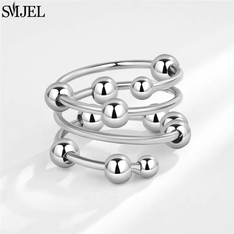 SMJEL Modischer Kirschblüten-Angstring, Fidget-Spinner-Ringe für Frauen, süße Katze, Biene, Hase, Schmetterling, drehbarer Ring, Hochzeitsgeschenk