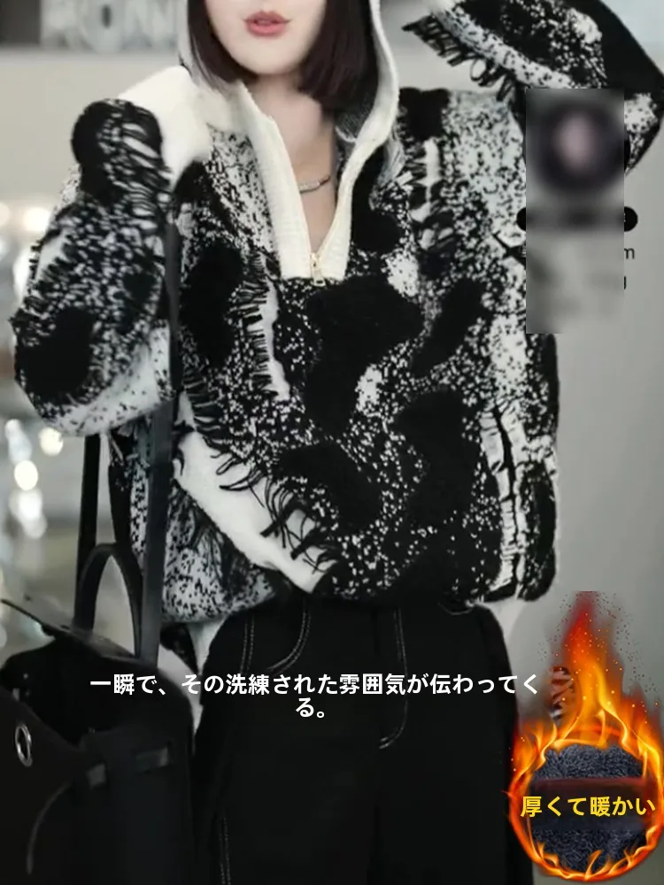 ele-watercolor-print-hoodie-women's-thin-loose-autumn-winter-new-sle-design-casual-top-faion-accories-hats