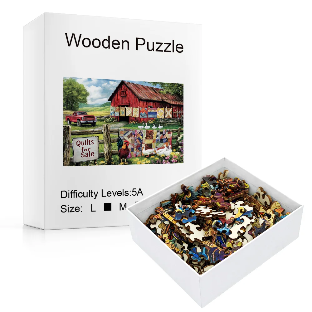 Green Countryside Farm Wooden Puzzle, Exquisite Color Box Packaging, Perfect Birthday Or Christmas Gift, Ideal Choice For Partie