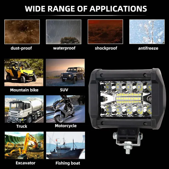 1PCS 12v Offroad Spot Flood Combo Work Light LED Light Bar Superbright 6000K for Car SUV 4x4 Boat ATV Barra LED Headlights 4 1PCS 12v Offroad Spot Flood Combo Work Light LED Light Bar Superbright 6000K for Car SUV 4x4 Boat ATV Barra LED Headlights 4