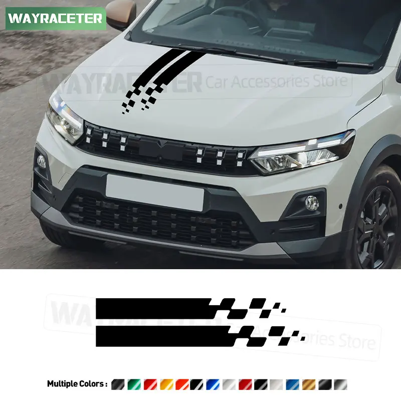Car Hood Bonnet Stripes Sticker Carbon Fiber Vinyl Decal For Dacia Duster Sandero Stepway Spring Bigster Logan 2026 Accessories