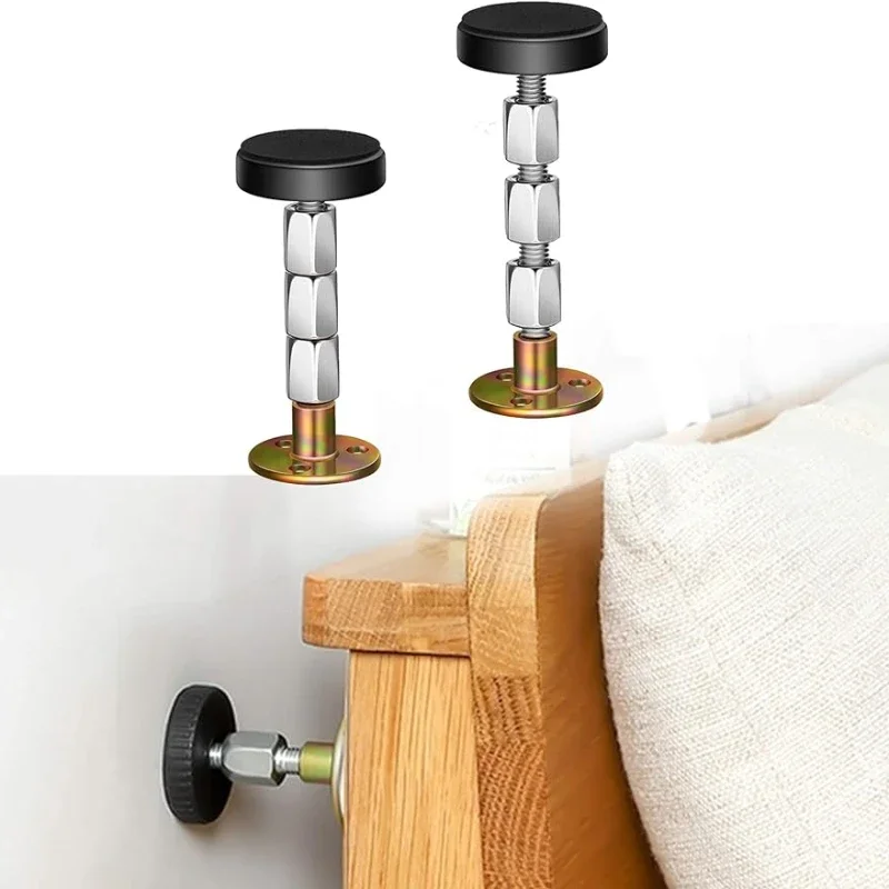 Adjustable Threaded Bed Frame, Anti-Shake Tool Telescopic Support for Room Wall, Easy Install (82-112mm, 2pc)