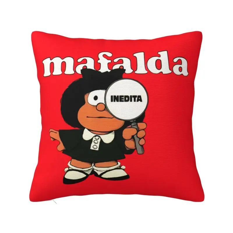 

Custom Mafalda Kawaii Vintage Quino Comic Cartoon Mang Anime Modern Throw Pillow Covers Bedroom Decoration Chair Cushion