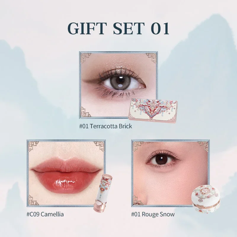 Conjunto de maquiagem flor sabe borboleta nuvem colar coleção conjunto de presente de maquiagem inclui sombra blush batom vegano e crueldade-livre