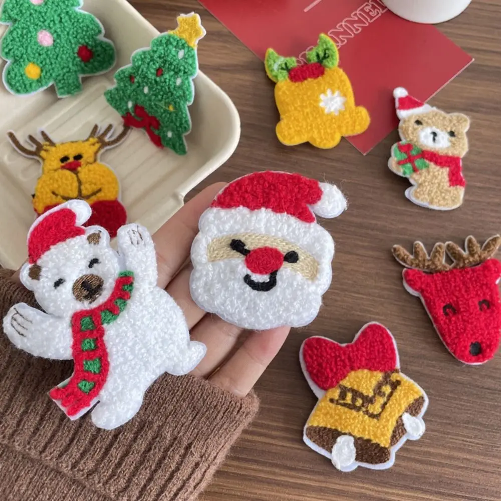 Personality Polar Bear Christmas Hair Clip Gloves Snowman Plush Xmas Barrettes Bell Reindeer Santa Claus Hairpin Kids