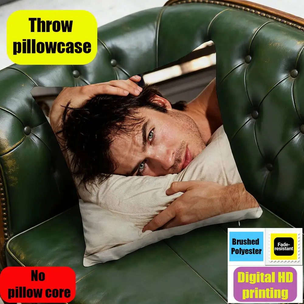 30cm 40cm Car Custom Square Pillowcase Pad Cushion Cover For Ian Somerhalder Damon Salvatore Throw Pillow Case