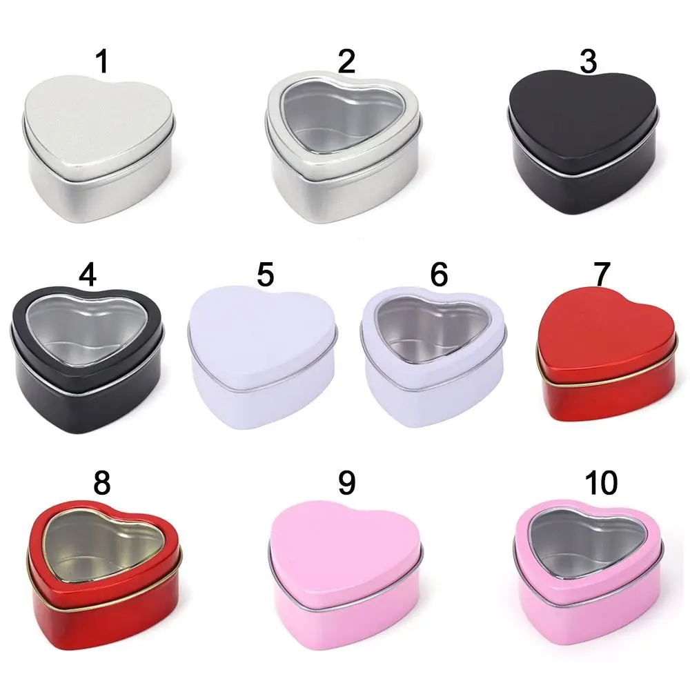 Heart Shape Aluminum Tin Jar for Cream Balm Nail Candle Cosmetic Container Refillable Tea Cans Metal Box Candy Packaging Box