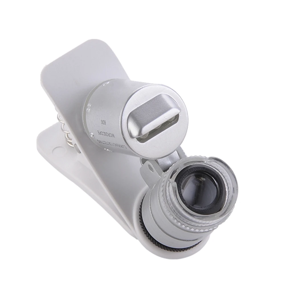 60x Zoom Universal Cell Phone Loupe Microscope Lens Magnifier Micro Camera For iPhone 6 5S 4S Samsung Holder Color Random