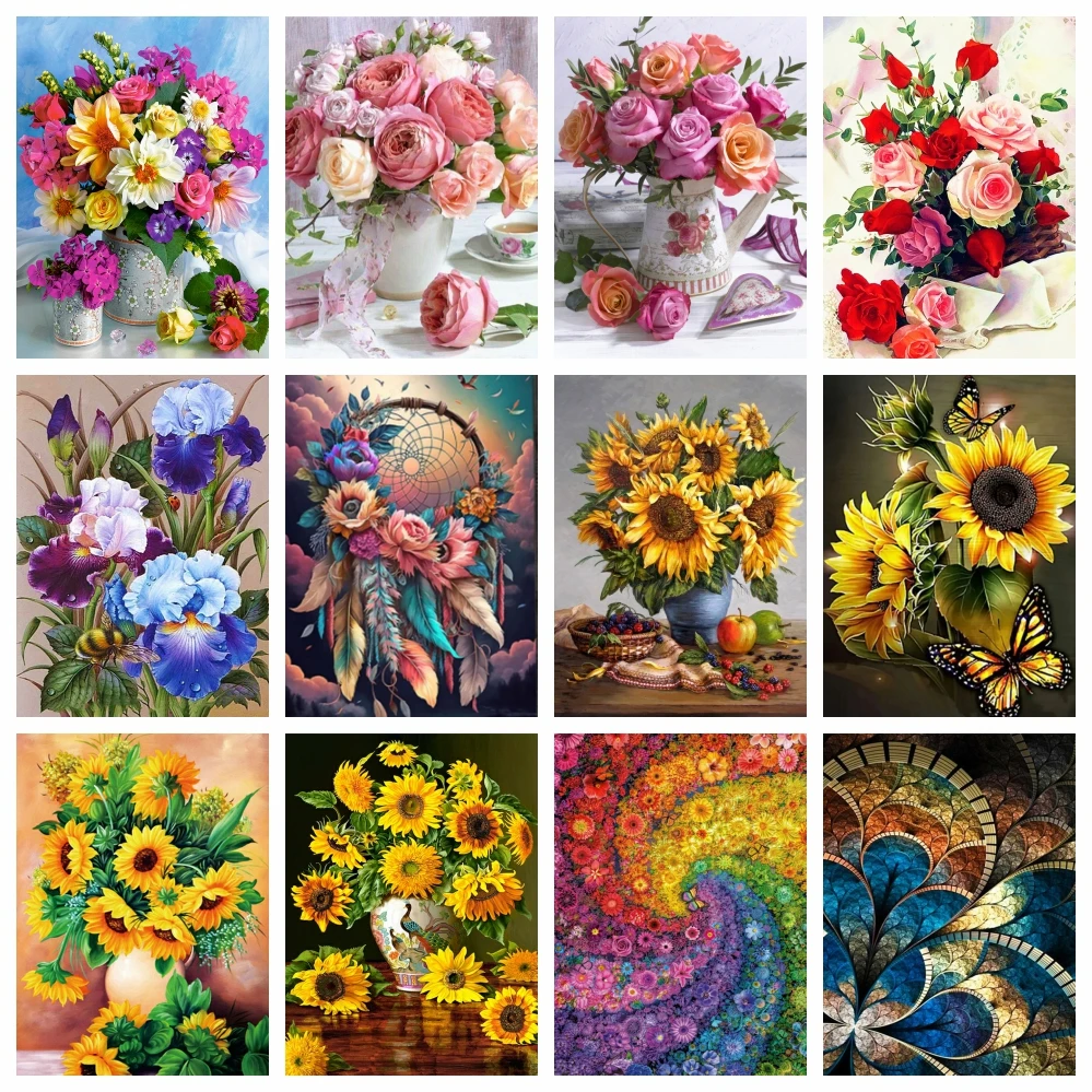 

Алмазная живопись AZQSD, роза, цветок, Подсолнух, мозаика, домашний декор, 30x40 см, квадратная, круглая, ручная работа