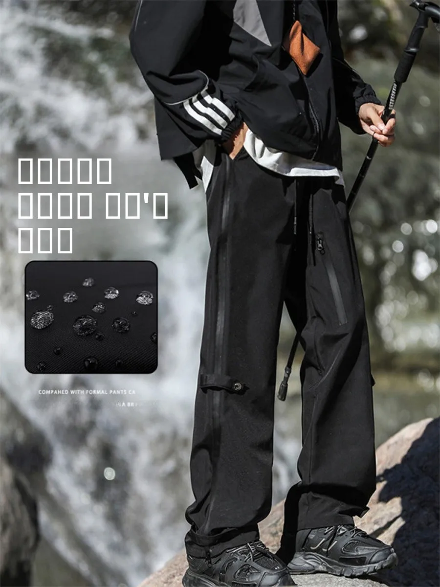 

Men's Outdoor Climbing Pants Waterproof Side Zipper Loose Straight Leg Faion Urban Sle Polyester Fiber Autumn Season Work...