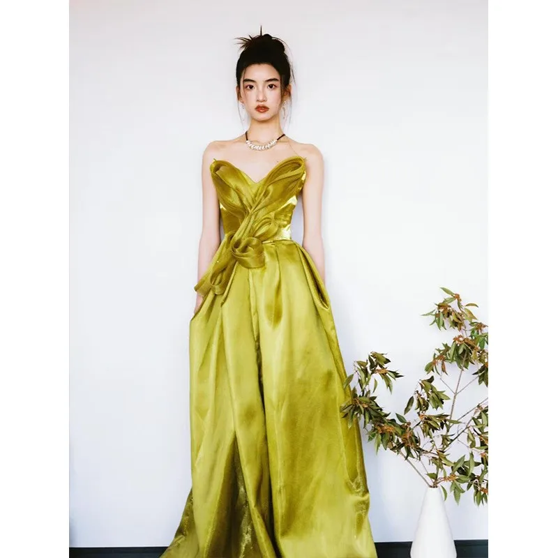 

Strapless morning dress yellow stylish toasting light