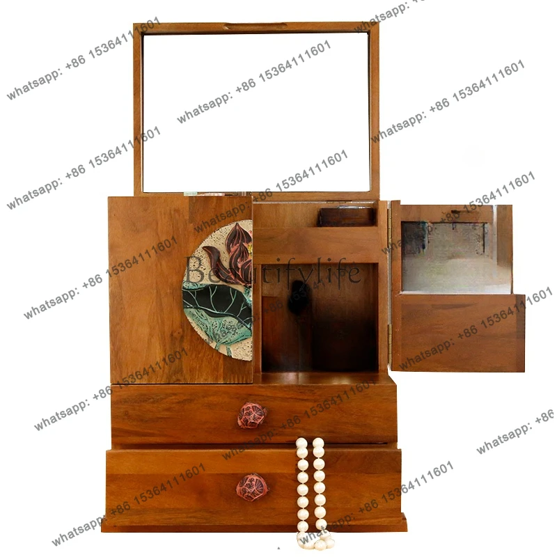 

Cosmetics Storage Box Artifact Desktop Storage Rack Solid Wood High-Grade Skin Care Products Lipstick Dressing Table Jewelry Box