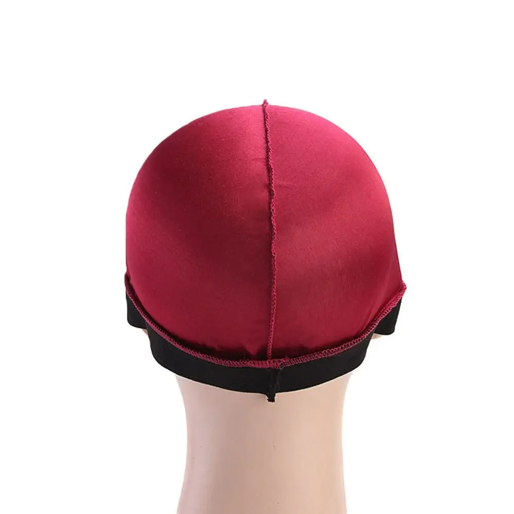 New Solid Color Men Durag Hats Breathable Polyester Wave Caps Elastic Multicolor Multicolor Durag Cap Men