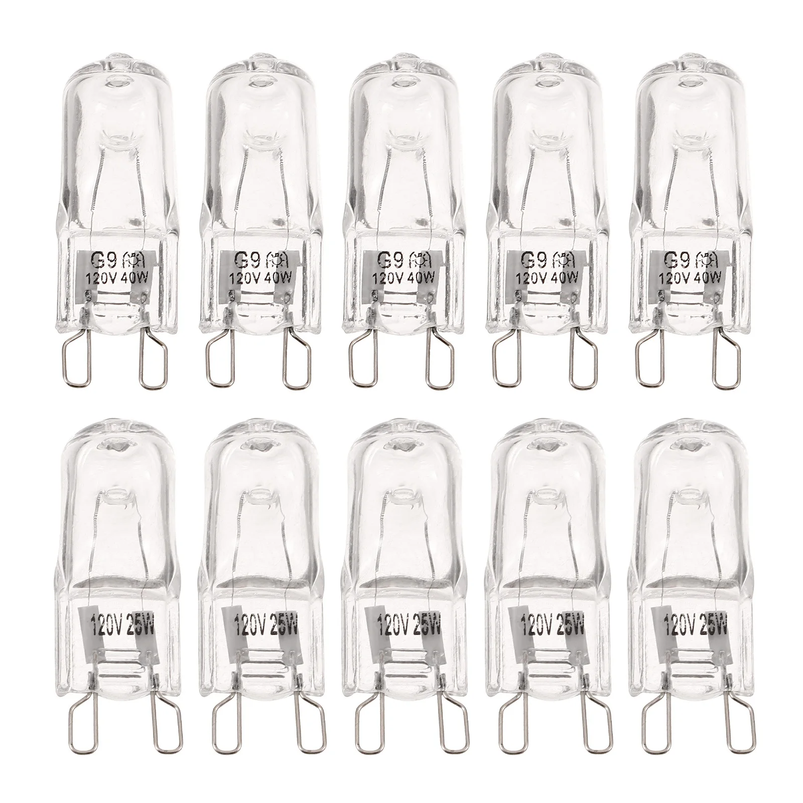 

10Pcs Halogen Oven Lamp Bulbs 25W 40W G9 120V Heat-Resistant Clear Glass Appliance Replacement Light for Baking Display Cases