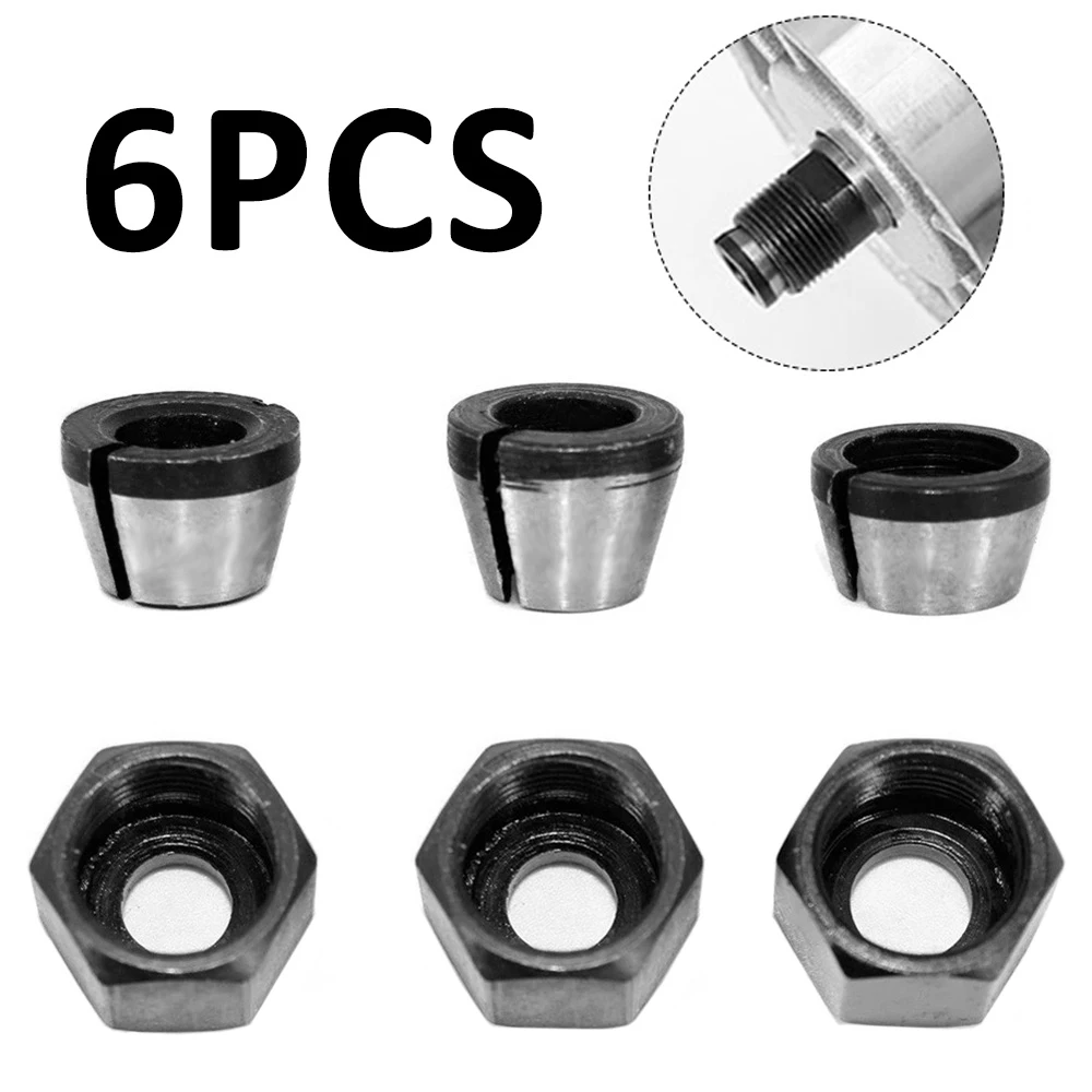 6/12Pcs 6/6.35/8mm Milling Cutter Collet Adapter Electric Collet Chuck Adapter for Drills Engraving Milling Cutter Accessories
