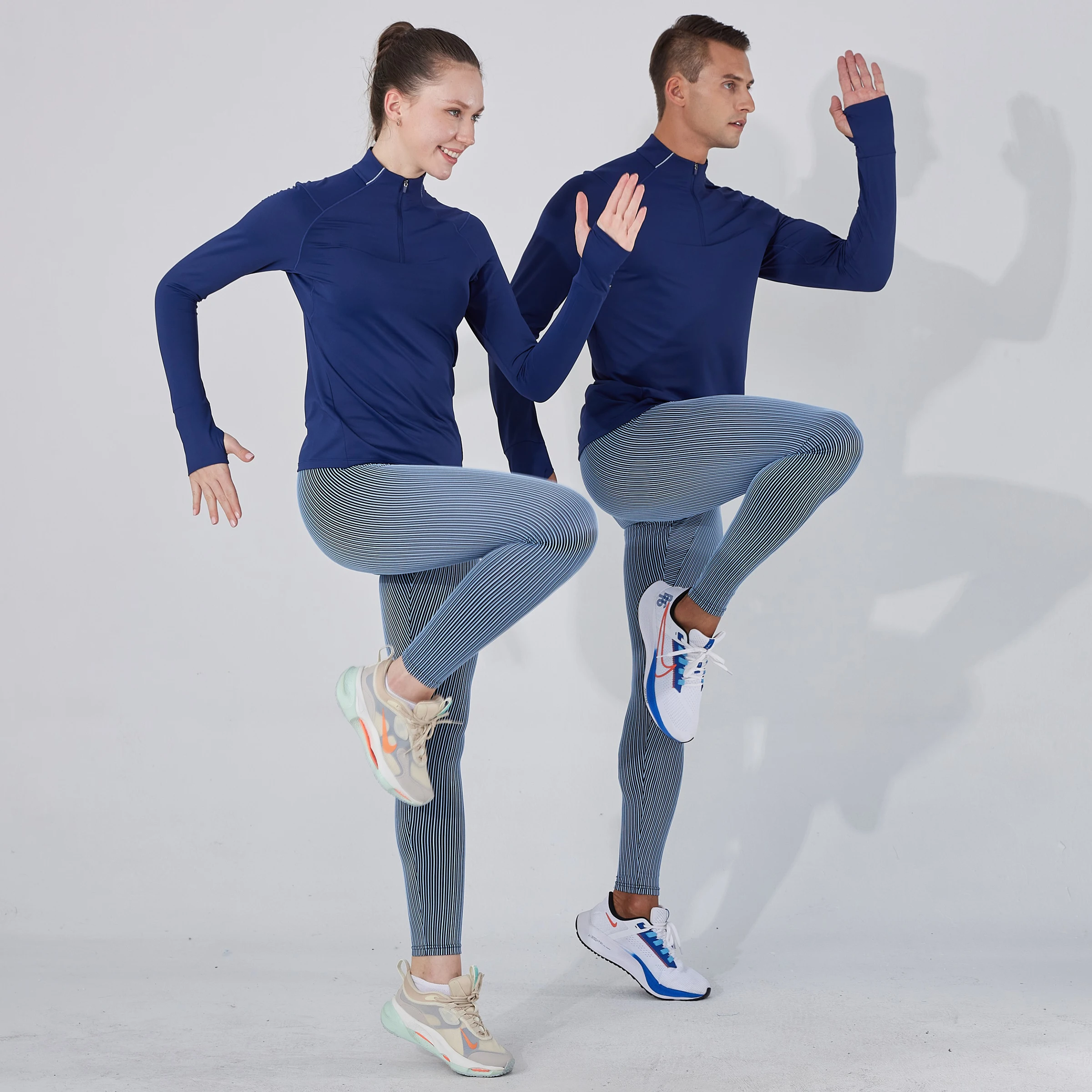 Men's Women's Unisex Full Sleeve Half Zipper Wrist Surface Hole Quick-Dry Breathable Top Shirt For Running Fitness Sports